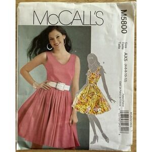 McCall's‎ M5800 Misses' Lined Dress & Sash Size 4-12 Uncut Factory Folded